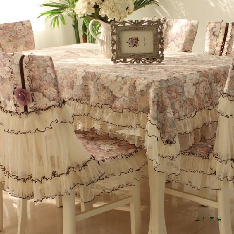 Rectangular dining table cloth and chair covers and cushion sets European coffee table tablecloth fabric dining table and chair covers tablecloth lace