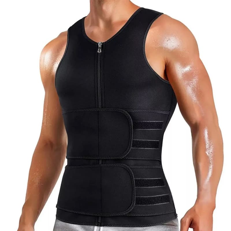 Men's Double Belt Vest Shapewear Reinforced Sweat Rubber Tummy Control Sports Waist-fitted Belt Abdomen Slimming Band