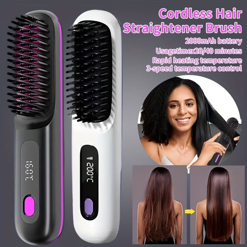 2026 New Cross-border Dropshipping Portable Wireless Straightening Comb USB Charging
