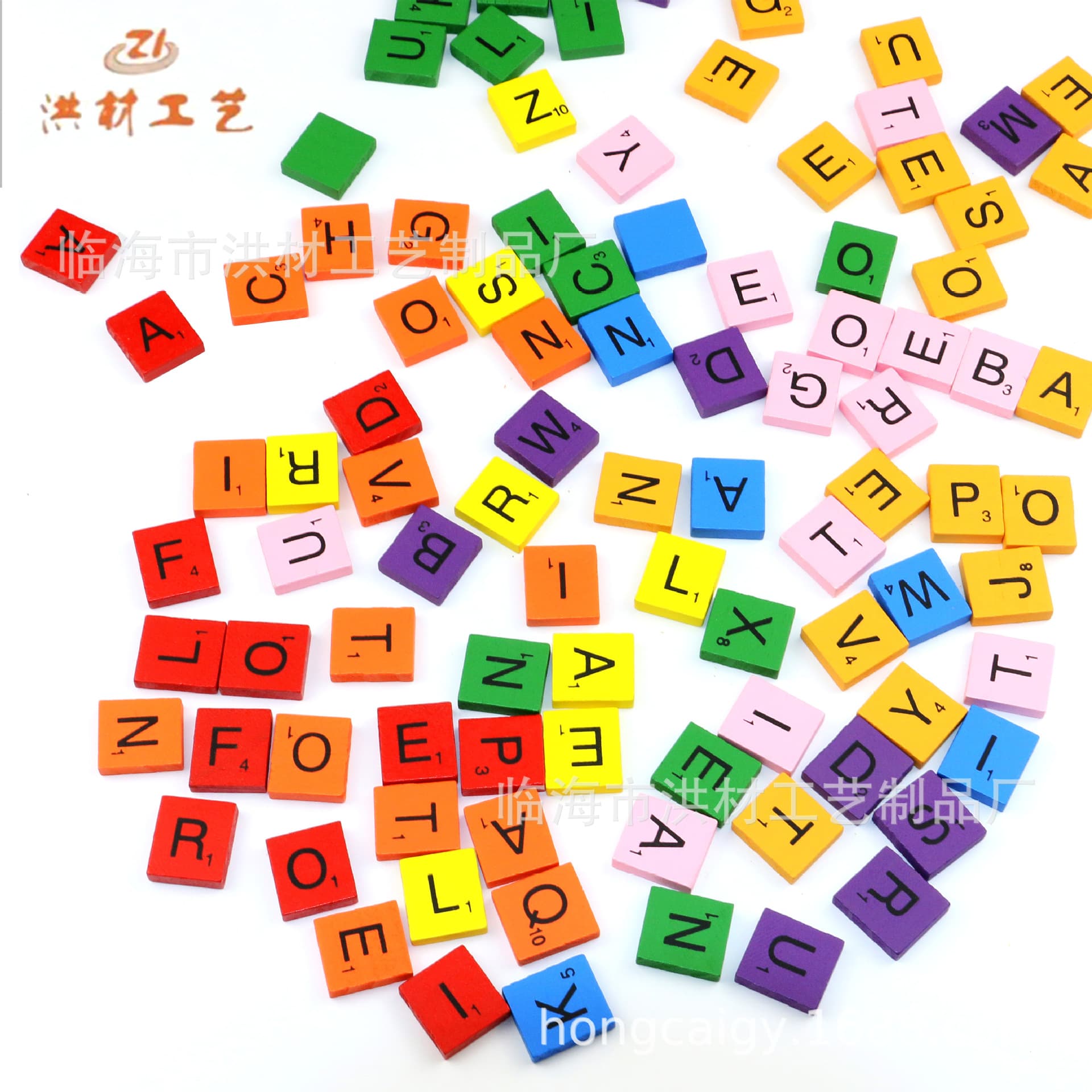Colorful 26-Letter Wooden Alphabet Blocks Printed on Wood Pieces for Early Education and Intelligence Development, 100 Pieces with Black Fonts, Customizable