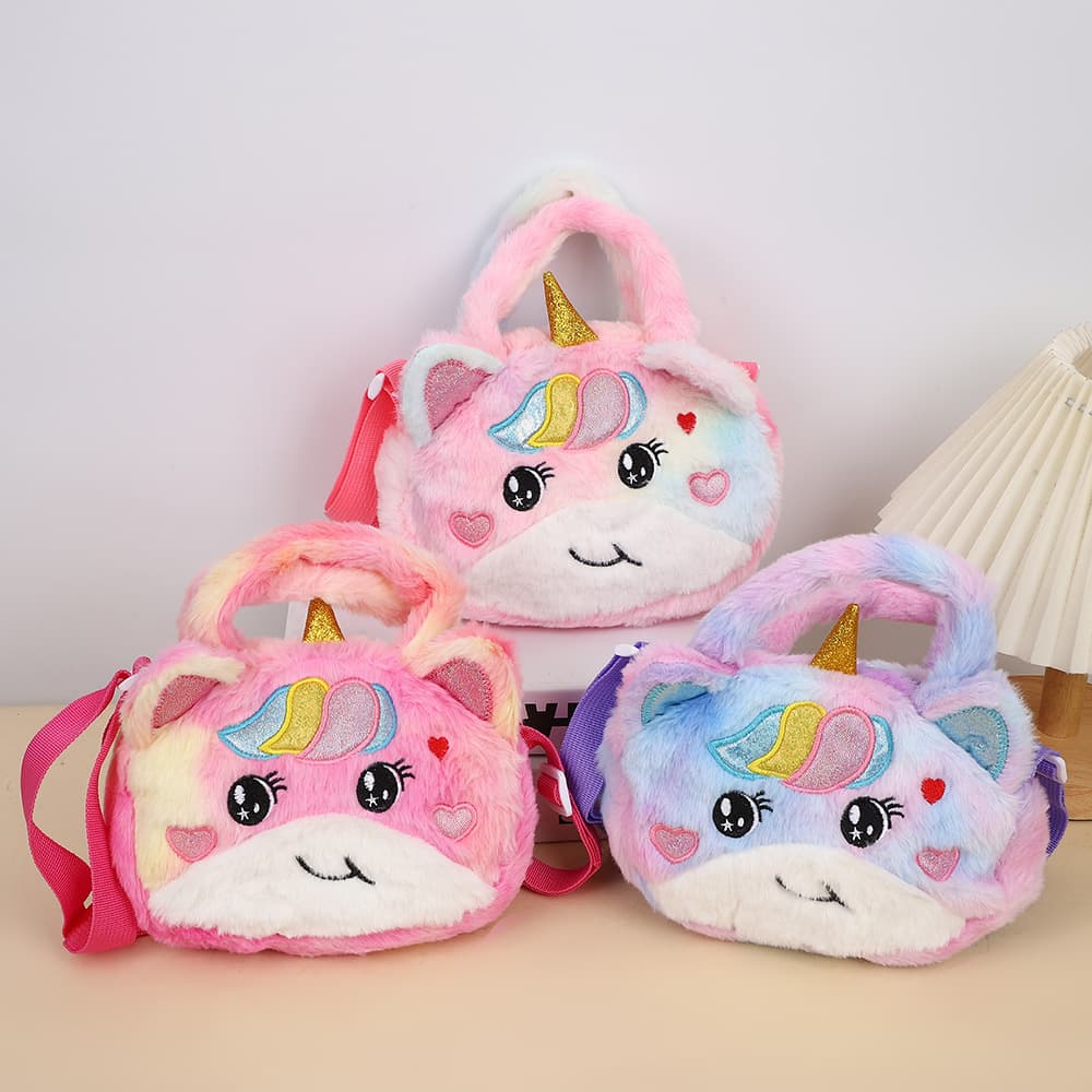 Cross-border children's cartoon cute princess unicorn plush shoulder crossbody mobile phone bag toddler kindergarten handbag