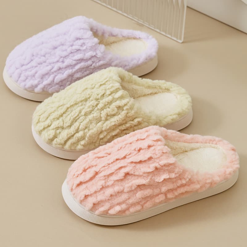 Simple 2026 New Style Cotton Slippers for Women, Autumn and Winter Parent-Child Indoor Home Slippers, Plush Slippers for Men in Winter