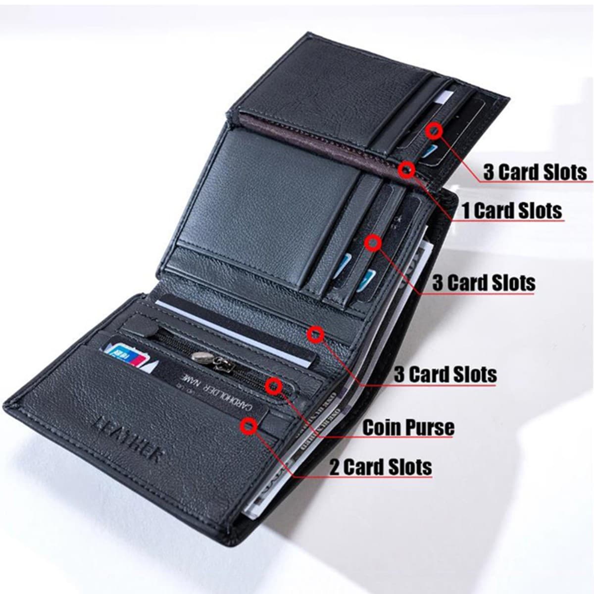 Men's Genuine Leather Wallet Multi-Card Slot Credit Card Holder Tri-Fold Stylish Business Commuter Design Daily Use Accessory