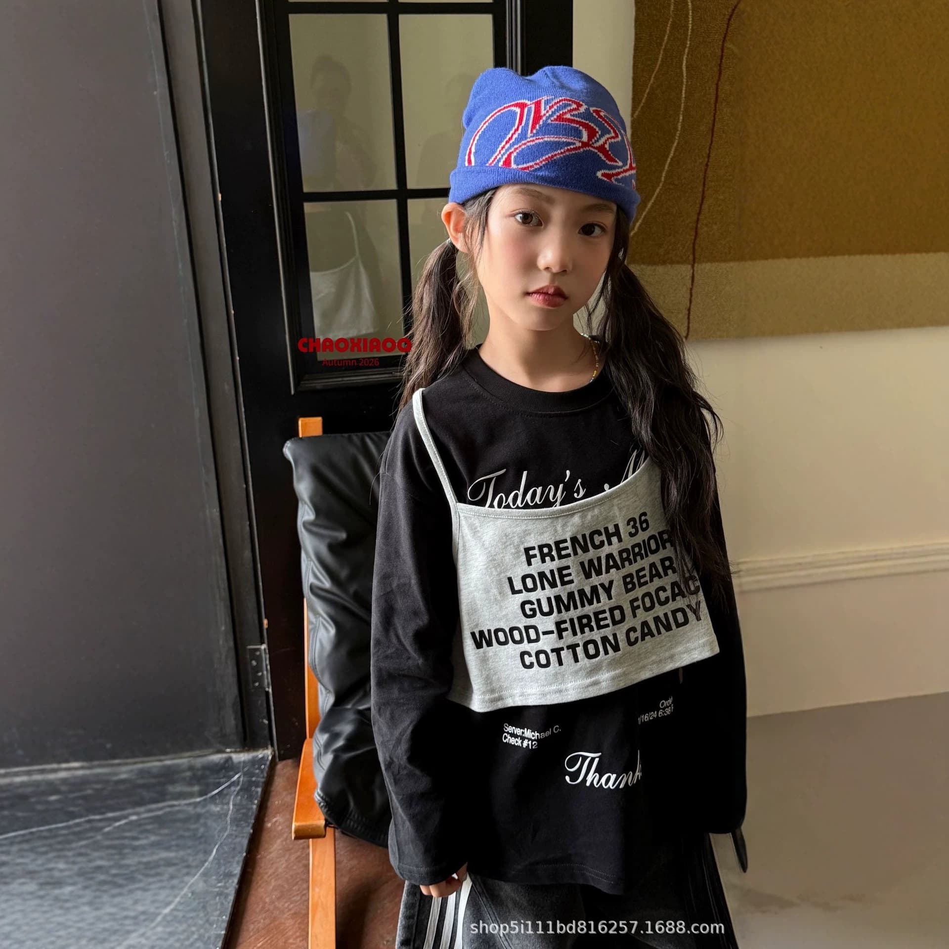 Lipei children's clothing, girls' two-piece set of bottoming shirts, Western-style T-shirts 120-170 sizes, 2026 autumn style yjd