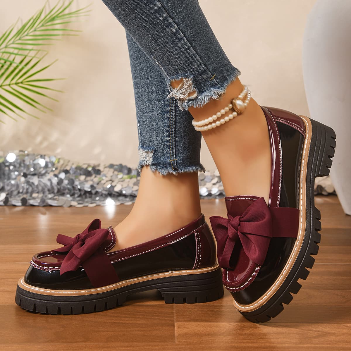 Foreign trade cross-border retro women's shoes 2026 new spring fashion British small leather shoes thick heel thick sole shoes for women