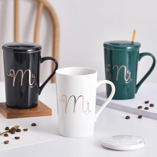 Wholesale Custom Logo Ceramic Cup Gift Box Set with Lid and Spoon, Mark Cup Office Coffee Cup Wedding Souvenir Gift