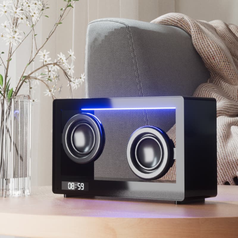 RGB Ambient Light Clock Alarm Clock Desktop Card-Insert Speaker Dual Speaker Transparent Simple Computer Speaker Bluetooth Speaker