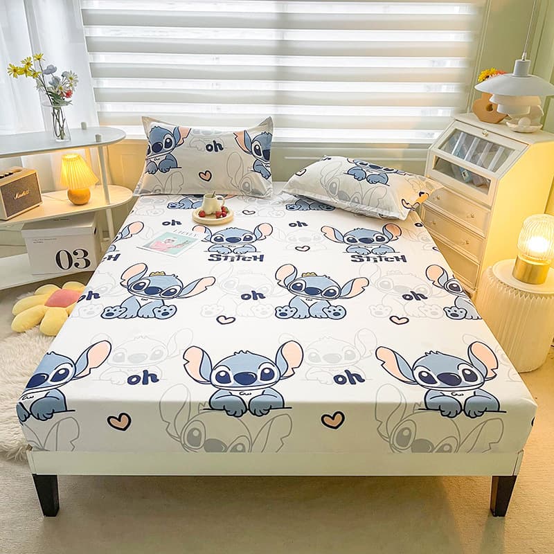 Spring New Skin-Friendly Brushed Print Bed Sheet Mattress Protector Non-Slip Bed Cover Fitted Sheet for Single and Double Beds
