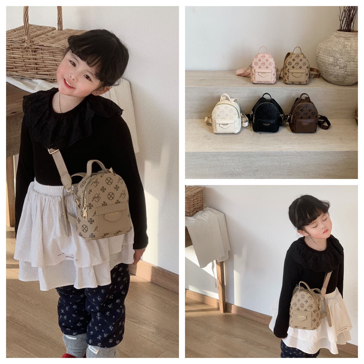 European and American Classic Small Coin Lipstick Crossbody Bag Personalized Embossed Letter Wide Shoulder Strap Lightweight Children's Coin Purse