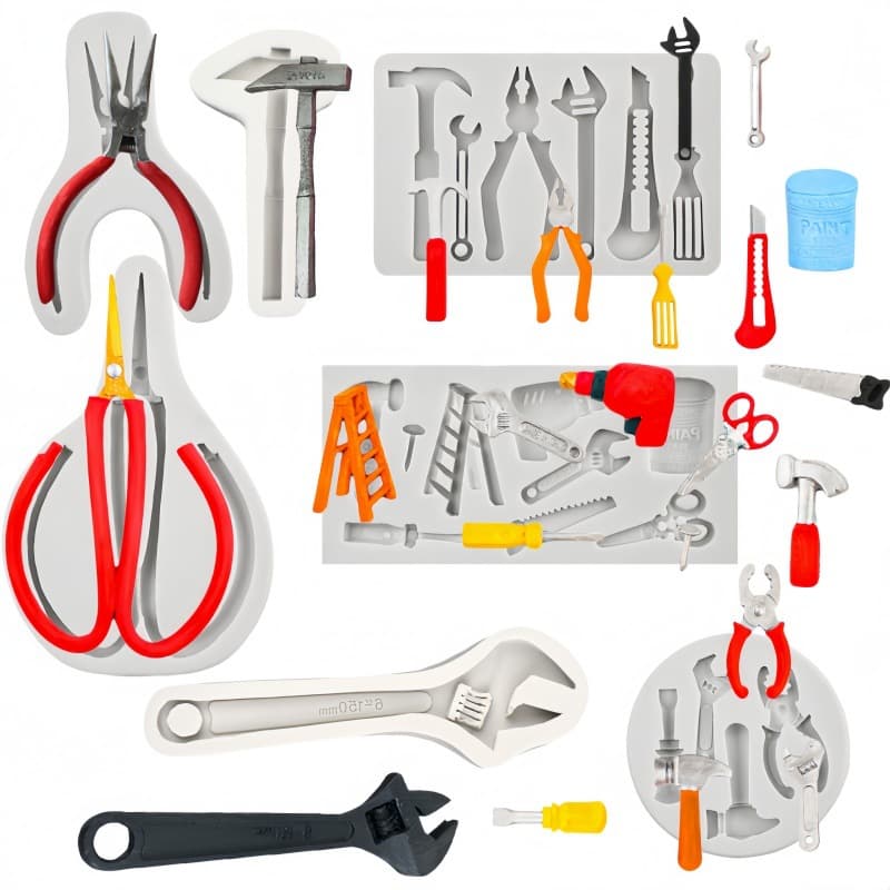 Wrench, Scissors, Pliers, Needle-Nose Pliers Shape Silicone Mold for Chocolate, Cake Decoration, Baking, and Clay Molds