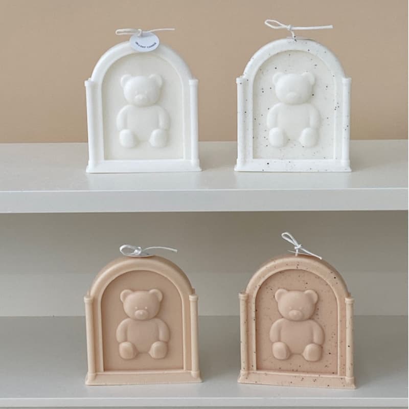 Korean Ins Style Bear Photo Frame Aromatherapy Plaster Resin DIY Teddy Bear Frame Candle Silicone Mold