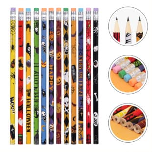 Cross-Border Halloween Stationery, Pumpkin Ruler, Skeleton Eraser, Pencil Set for Student Gifts, Halloween Pencil Kit