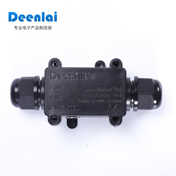 Deenlai outdoor waterproof junction box, one inlet and one outlet, suitable for underground cable connection, dustproof and rainproof protective box.