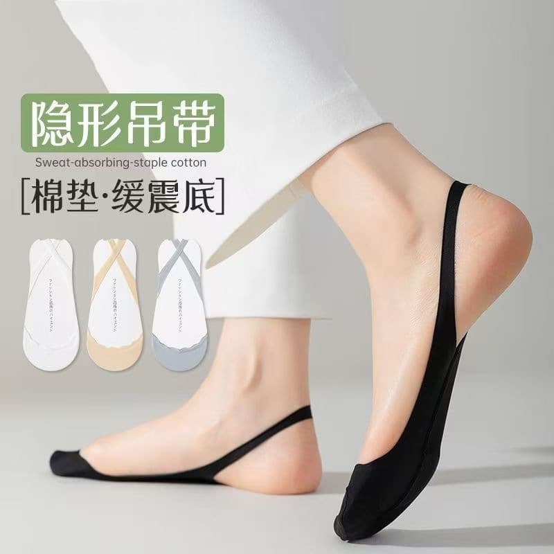 Women's summer thin suspender stockings, boat stockings, low-cut ice silk half-length stockings, non-slip, heel-resistant, invisible stockings for high heels.