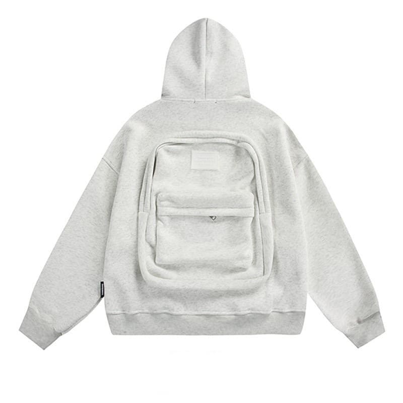 Fashionable and versatile American street style 3D backpack hooded zip-up sweatshirt for men and women, niche design zip jacket