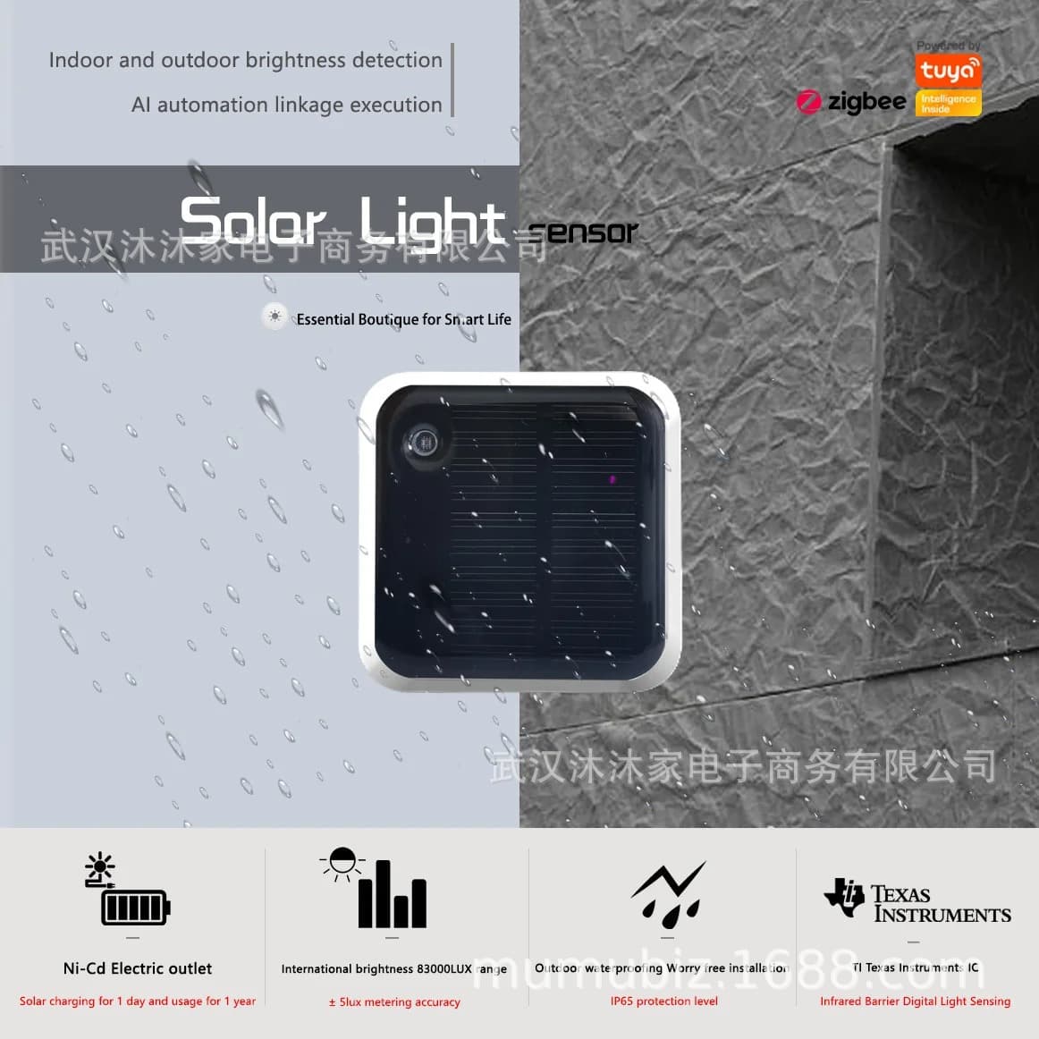Graffiti Zigbee Solar Brightness Sensor, Waterproof IP65, Outdoor Brightness Detection, Light Sensing Sensor, Easy to Use