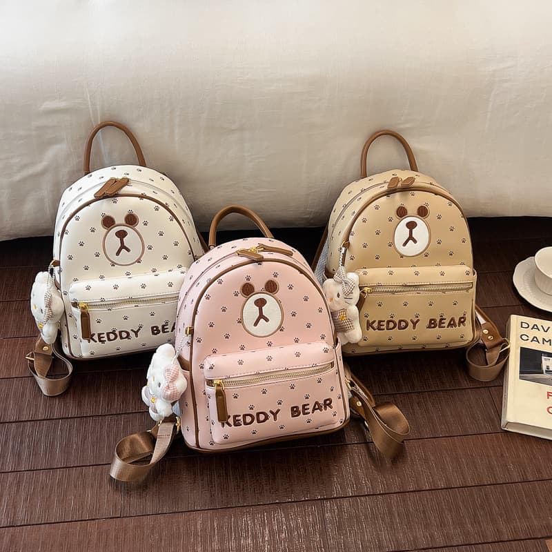 New Korean Cute Bear Backpack Female Student School Bag Cartoon Backpack Girly Heart Travel Commuting Backpack
