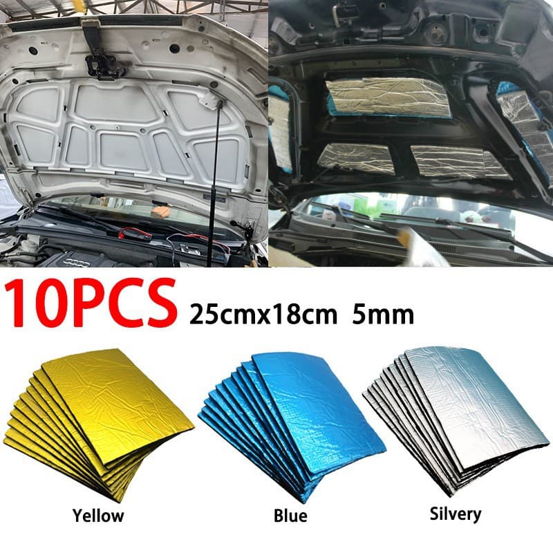 25*18cm Car Sound and Heat Insulation Cotton, Aluminum Foil Vibration Damping Pad, Insulation Mat, Soundproof Cotton with Self-adhesive Backing, Cross-border Trade