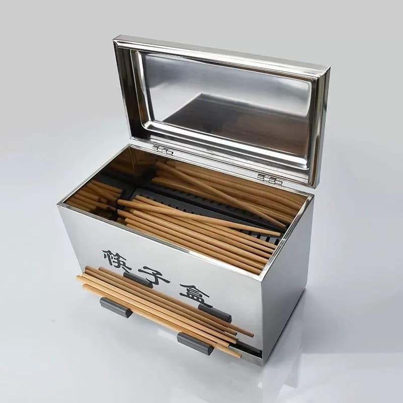 Stainless Steel Commercial Chopstick Dispenser with Press Mechanism and Lid for Hotels and Restaurants
