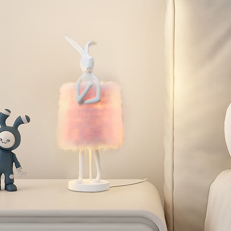 Bedroom Gift Feather Nordic Style Creative High-End Romantic Rabbit Desk Lamp Decoration for Women, Kids, Study Room, and Bedside