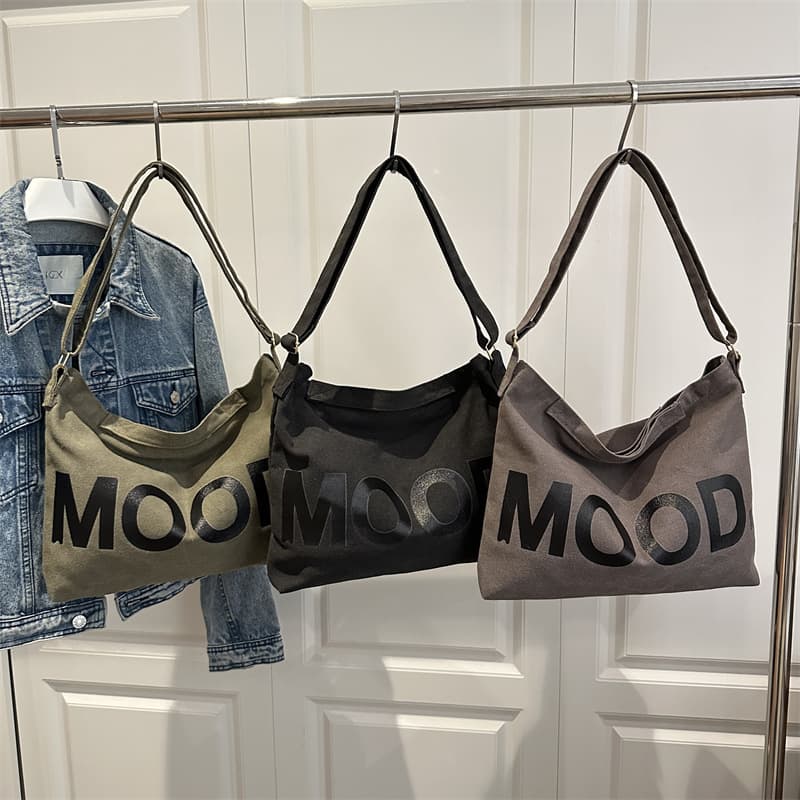 Minimalist Fashion Canvas Bag Unisex Shoulder Bag Artistic Forest Style Canvas Tote Korean Style Niche Large Capacity Crossbody Bag