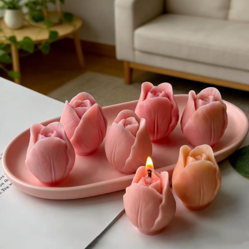Tulip Candle Holder Silicone Mold DIY Tulip Aromatherapy Diffuser Stone Plaster Decoration Gift Mold