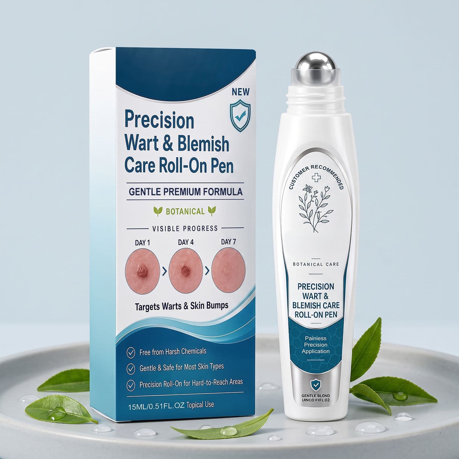 Skin care pen. Roller ball design for precise application and care for soft and smooth localized skin. Convenient care pen