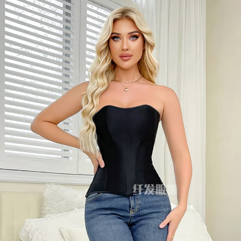 Shein's popular solid color tight-fitting corset with hidden side zipper, widened hip-hugging design, suitable for outerwear, and featuring a fishbone waistband.