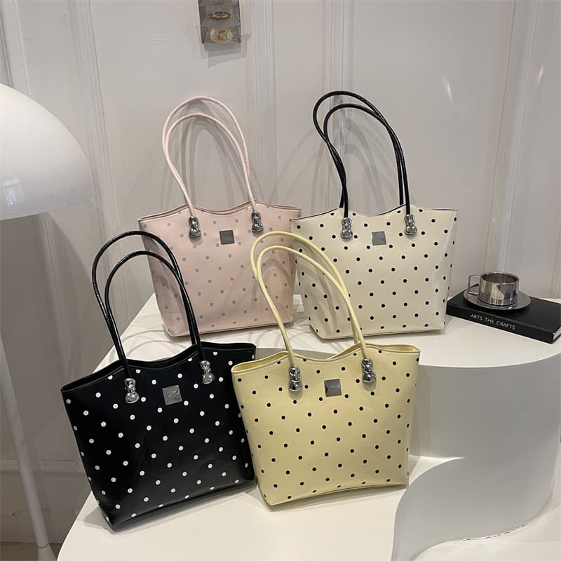 Versatile commuter shoulder bag 2026 black polka dot tote bag tote bag large capacity for women