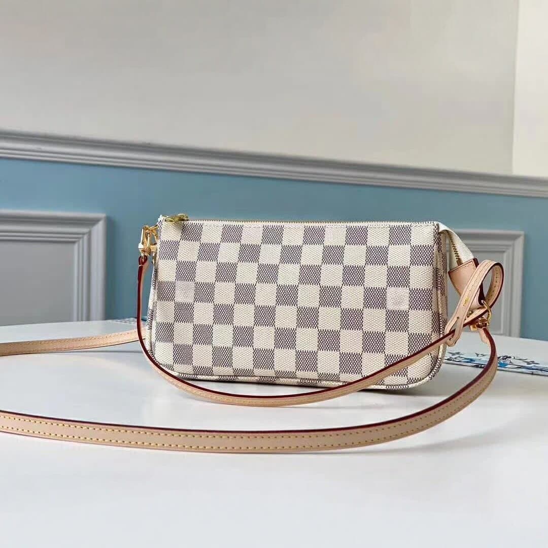 2026 New Checkerboard Crossbody Bag for Women, Monogram Shoulder Bag, Fashion Versatile Light Luxury Small Bag with Genuine Leather Strap