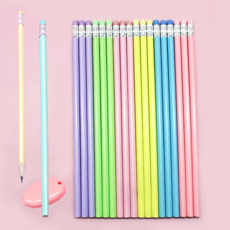 Pencil Wholesale, Macaron Triangular Barrel, Glossy Linden Wood with Eraser Tip, Sketching and Drawing Pencils, Learning Stationery, HB Pencils