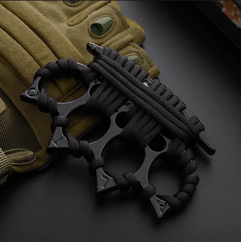 ABS Four-Finger Knuckle Duster Legal Self-Defense Weapon Iron Fist Fighting Self-Protection Thickened Ring Fiberglass Knuckle