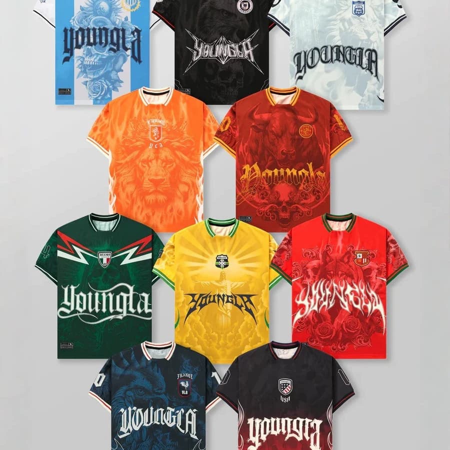 YOUNGLA World Cup Collaboration Digital Print Short-Sleeve Breathable T-Shirt Fitness Wear 2026 Summer New Arrival