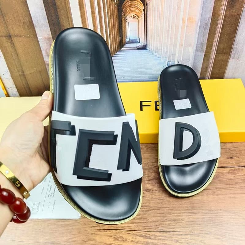 Cambodia Phnom Penh Vietnam FD Letter Print Flat Anti-Slip Slide Sandals Summer Fashion 42 43 Large Size Women's Slippers