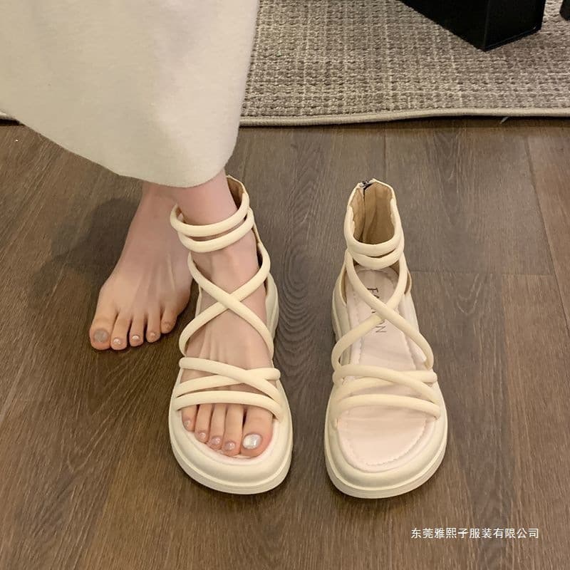 Women's Sandals 2025 Summer New Fashion Versatile Design Niche Style Platform Thick Sole Roman Sandals