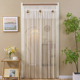 New Lace Long Curtain Door Curtain Bedroom Partition Curtain No-Drill Mosquito-Proof Gauze Curtain Home Decorative Covering Curtain Wholesale