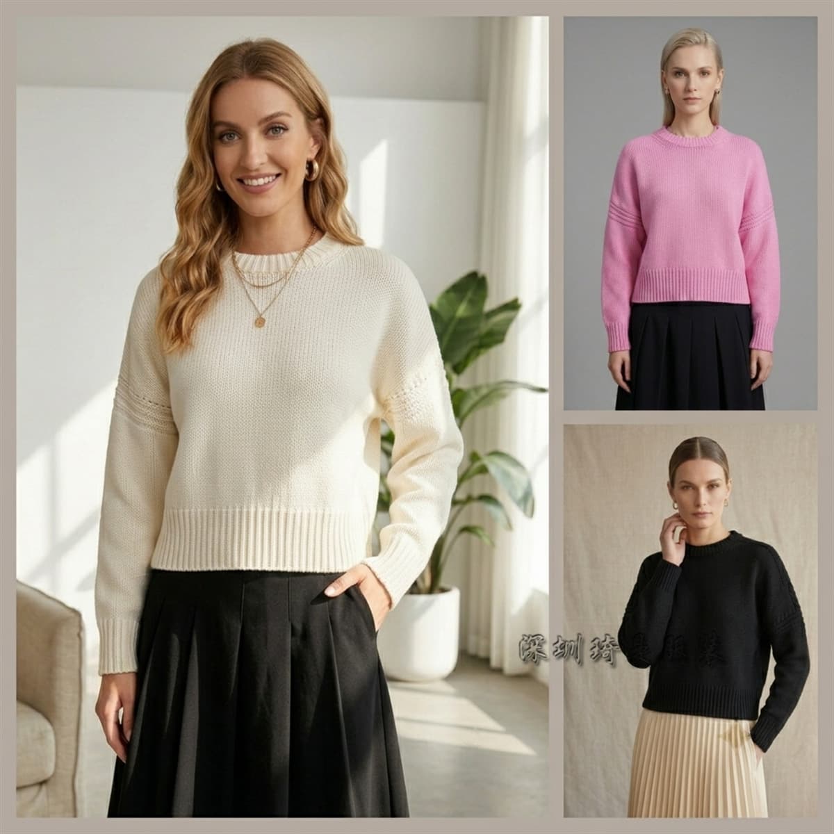 2026 Fall/Winter New Arrival Amazon Cross-border Best-selling Ribbed Pullover Knit Crew Neck Solid Color Versatile Women's Sweater