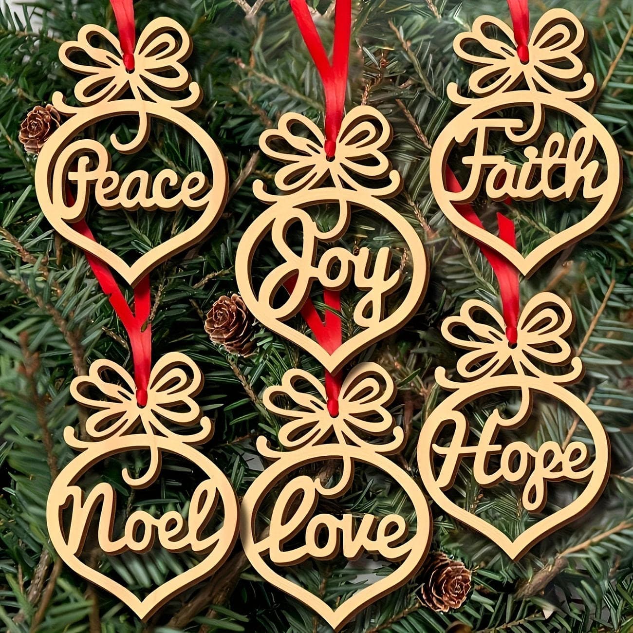 Cross-border Christmas Wooden Decoration Laser Engraved Hollow Christmas Tree Small Hanging Ornament Wooden Christmas Decoration