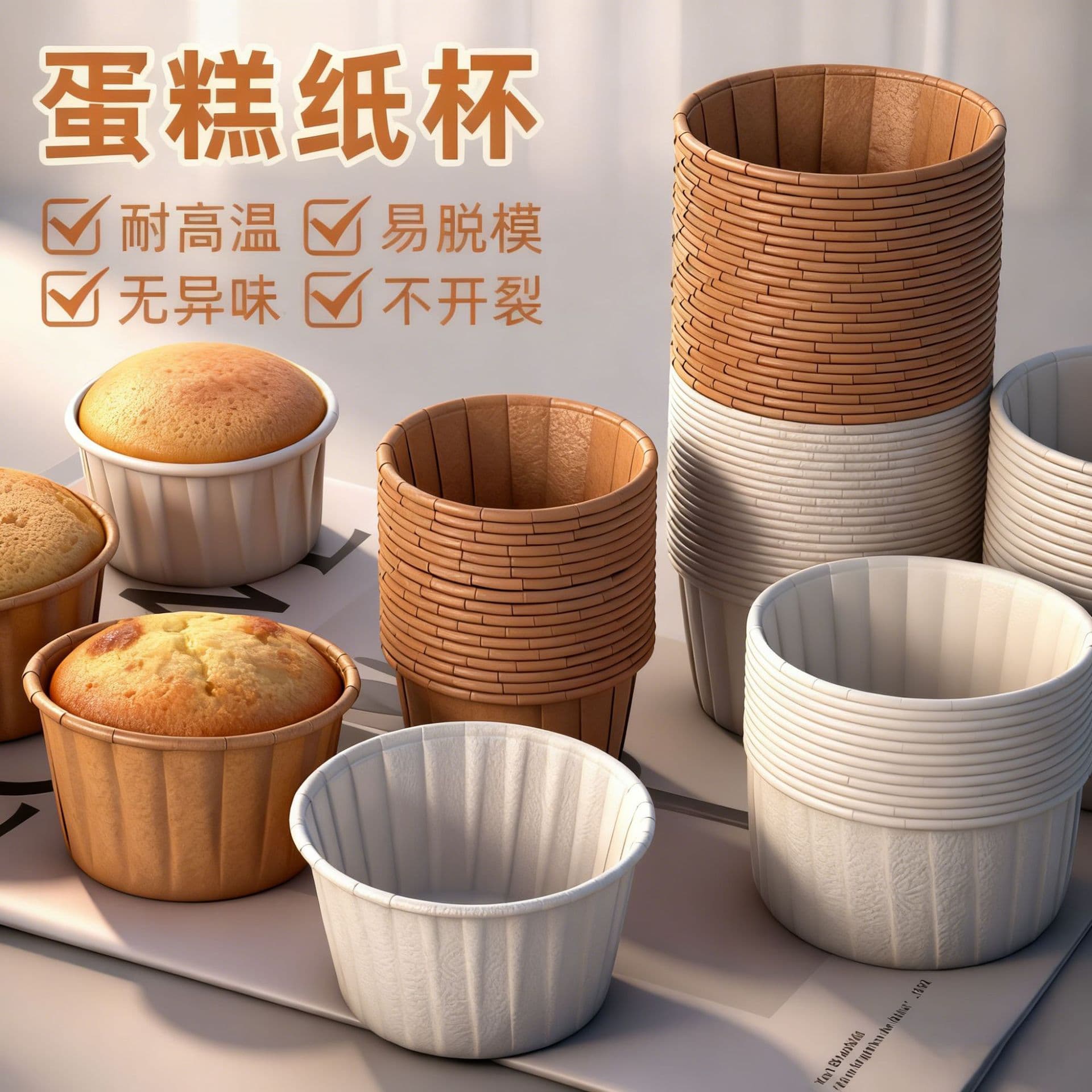Muffin Cup Greaseproof Baking Cup High Temperature Resistant Paper Cup Oil Proof Cup Cake Cup White Rolled Edge Disposable Cake Cup
