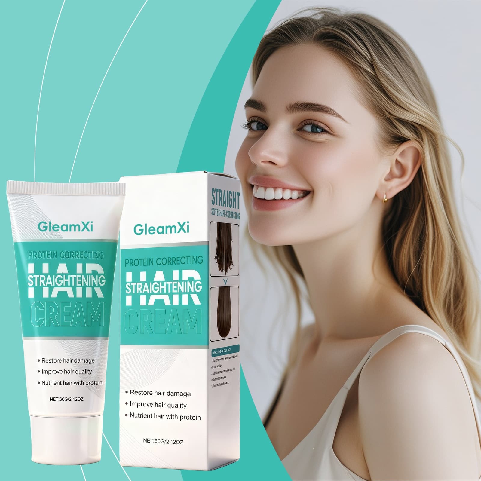 GleamXi Keratin Hair Cream Gentle Ingredients Nourish Hair Smooth Hair Shiny Hair Care Cream