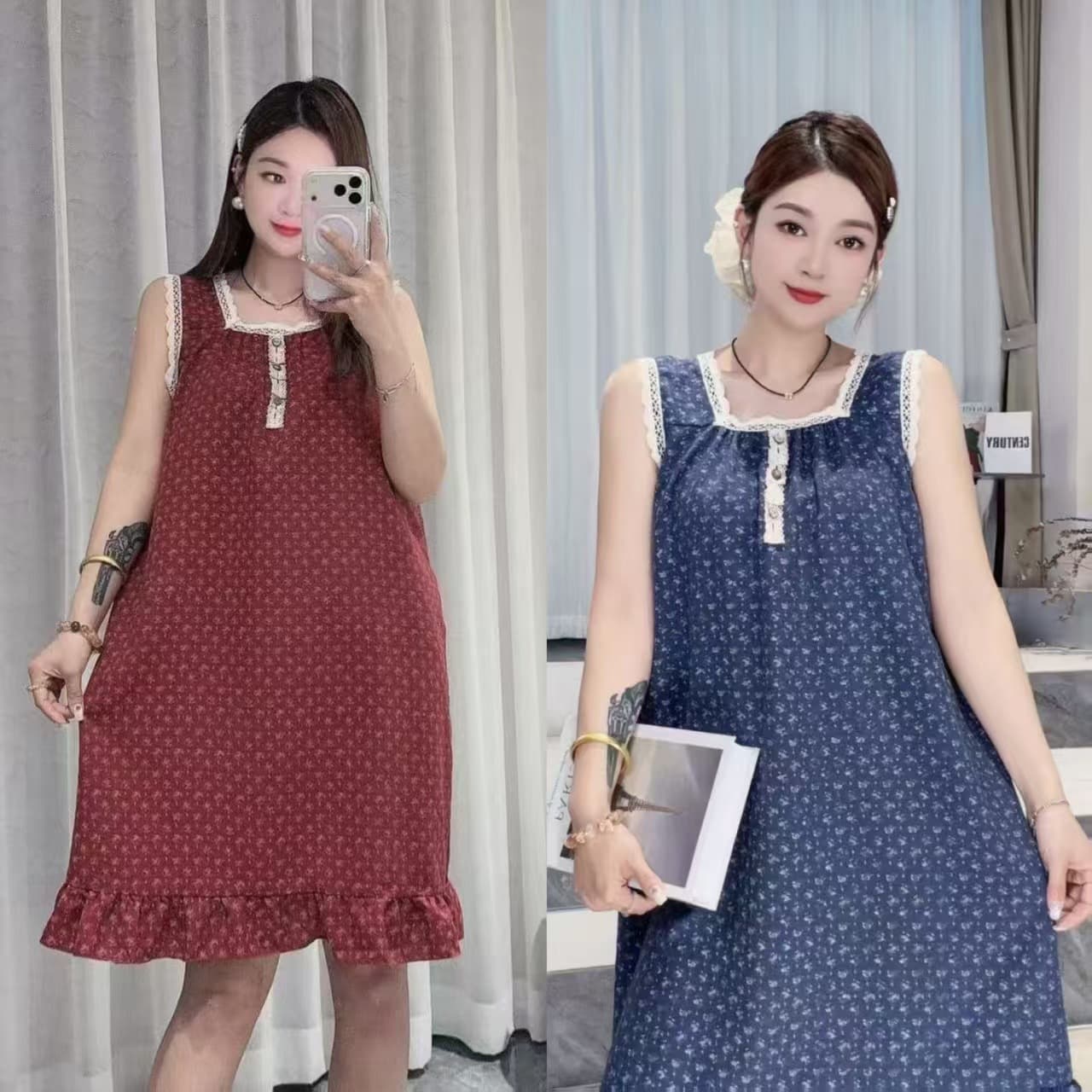 2026 New Trendy Summer Square Neck Floral Wide Strap Camisole Nightgown Women Casual Versatile Age-Defying Sleep Dress