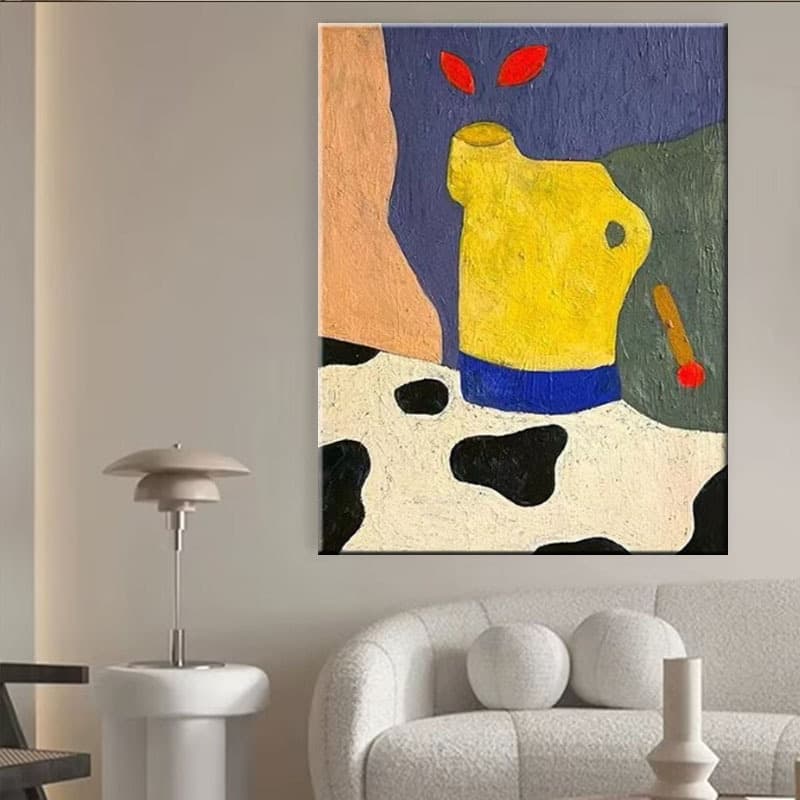 Pure Hand-Painted Oil Painting Abstract Children's Room Living Room Decor, Modern Handmade Homestay Hotel Cafe Premium Hanging