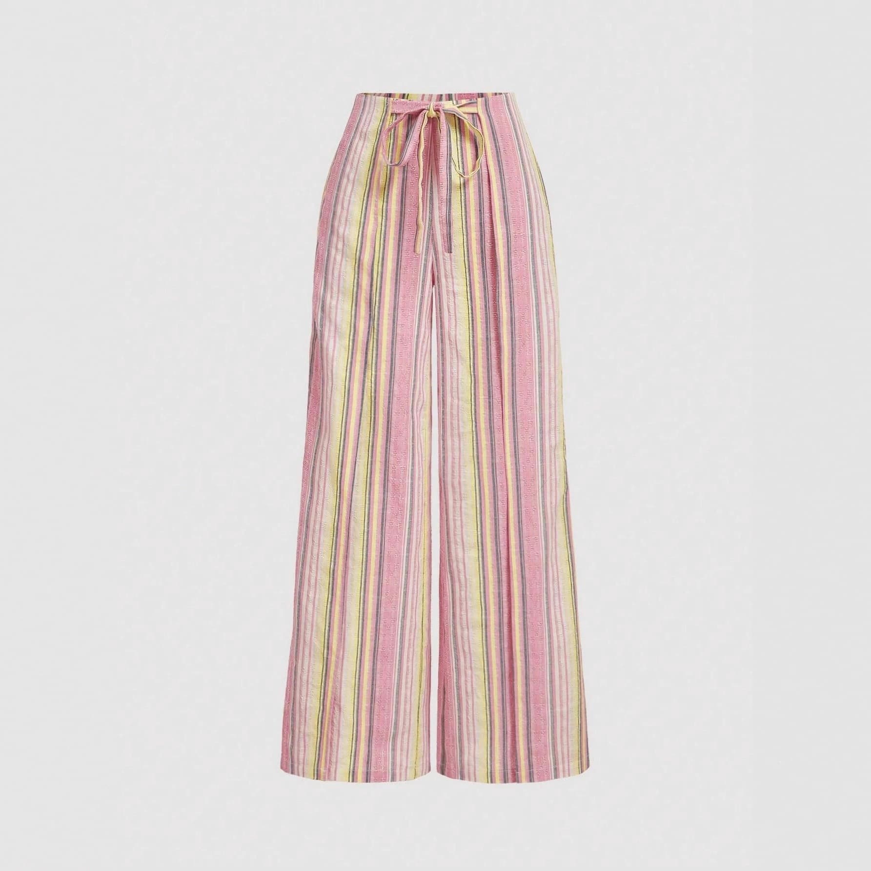 2025 Spring/Summer Cross-border Women's Fashion for Amazon and Wish New Loose Striped Print Casual Pants for Women