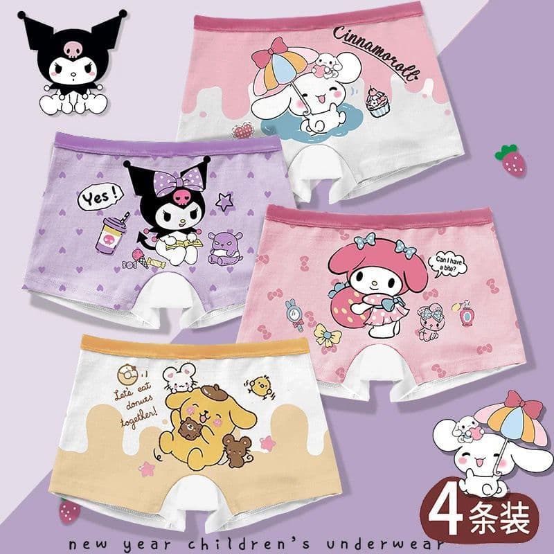 Girls' Flat Shorts, Toddler to Big Kid Thin Four-Corner Cotton Panties, Breathable Crotch, Cartoon Print
