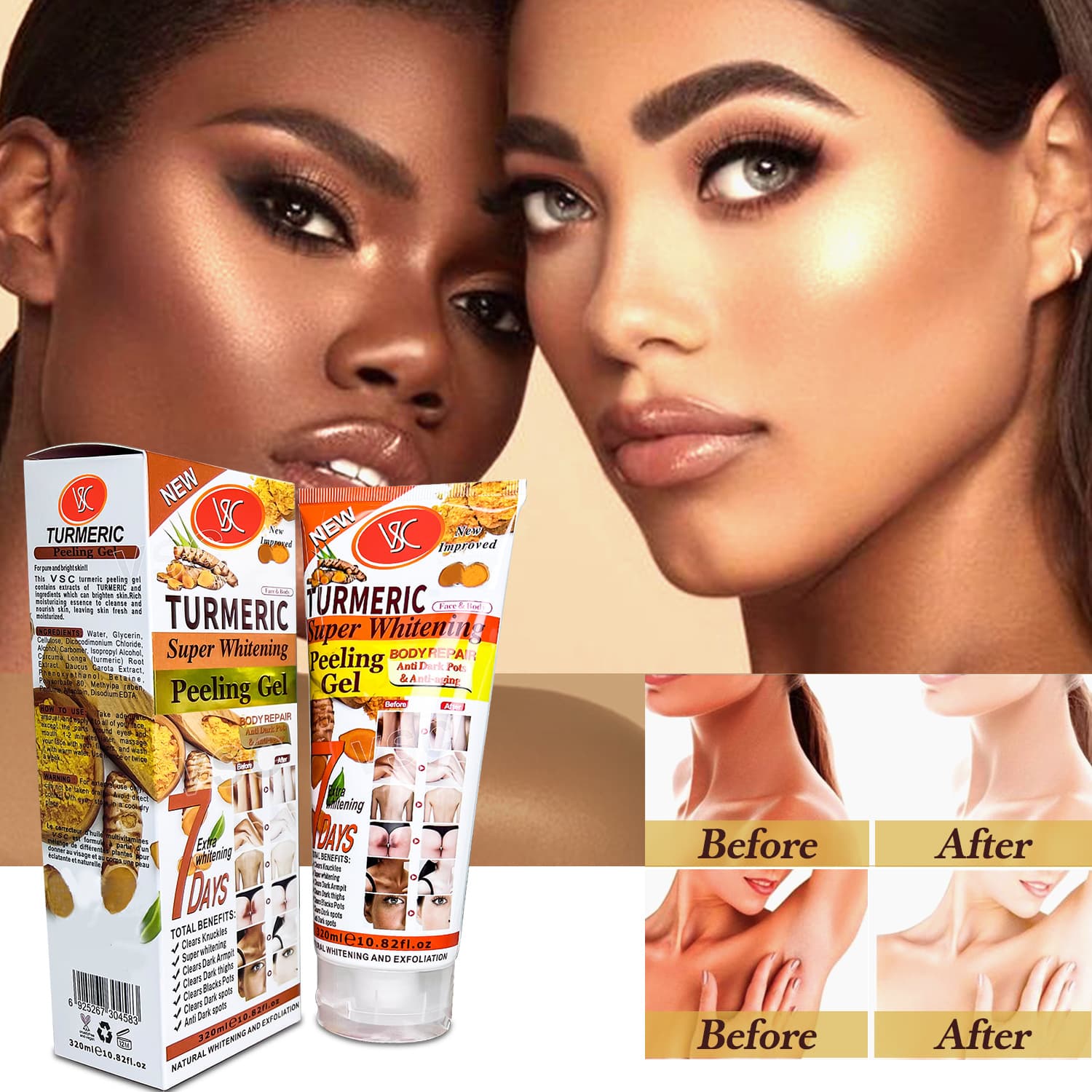 Cross-border Turmeric Exfoliating Gel Peeling Gel 320 - Joint dark spot removal, cleanses dead skin, turmeric-based peeling gel.