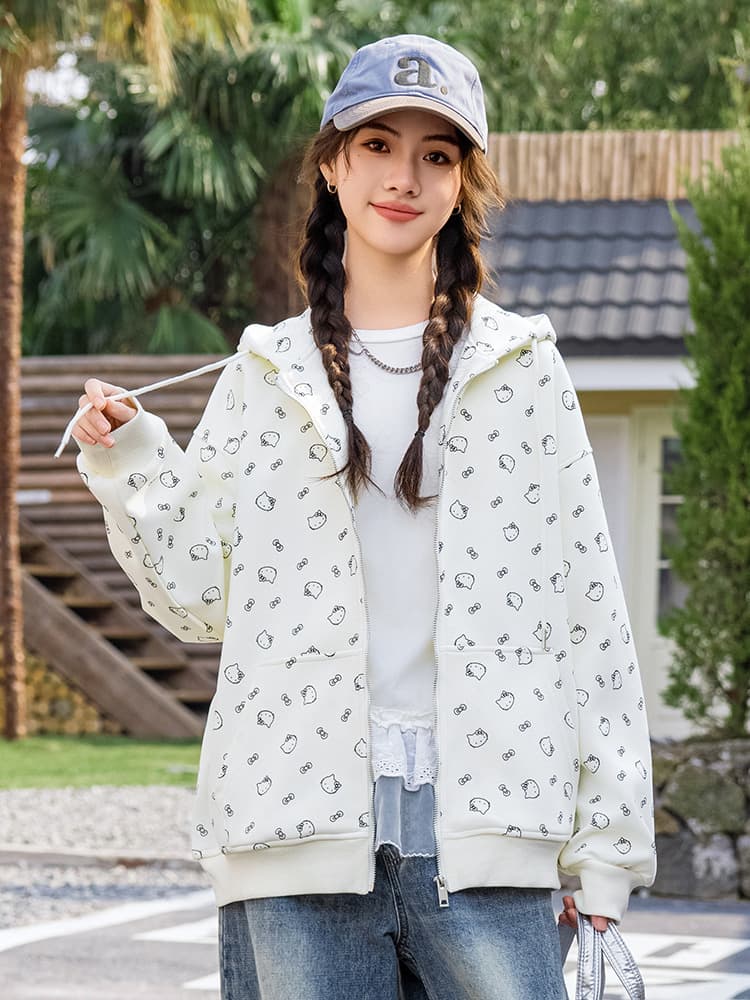 A4 Teen Girls Spring/Fall Japanese Sweet Jacket for Middle & High School Students, Cartoon Cardigan