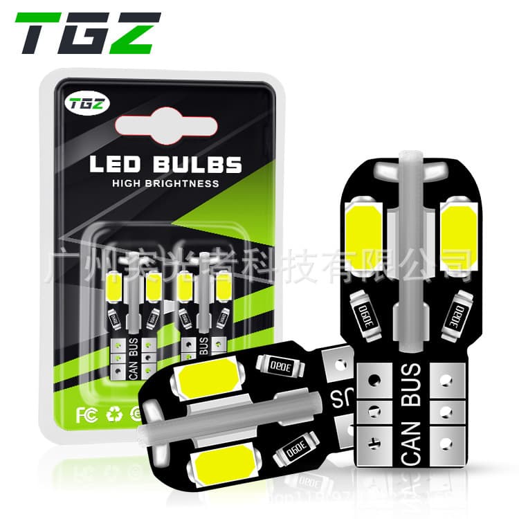 TGZ Cross-border Hot-selling Car LED Small Bulb T10 Marker Light Driving Light High Brightness 8-LED License Plate Light Seven-Color Decoding