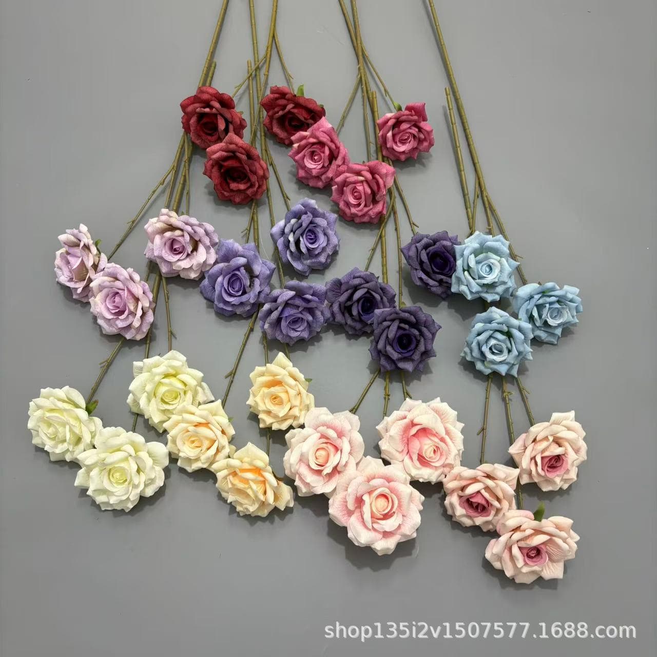 Cross-border Direct Sales Mocha Rose Artificial Flowers Cappuccino Lover Roses Fake Flowers Wedding Decoration Floral Materials