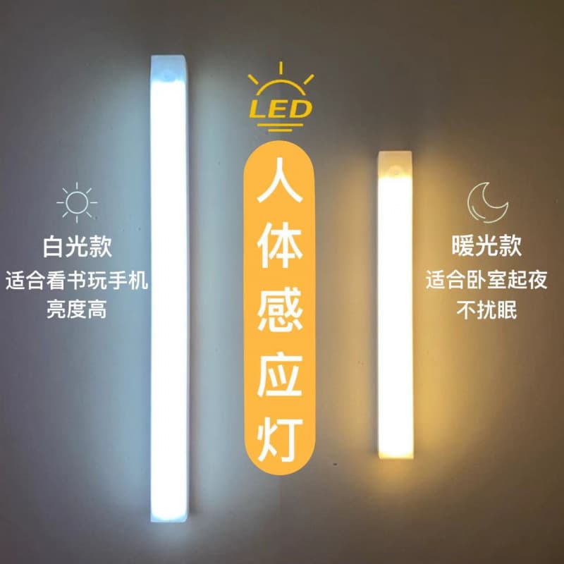 Cross-border Smart Abstract Human Body Induction Handheld Rechargeable Night Light Long Strip Magnetic Corridor Stair Wine Cabinet Wardrobe Light
