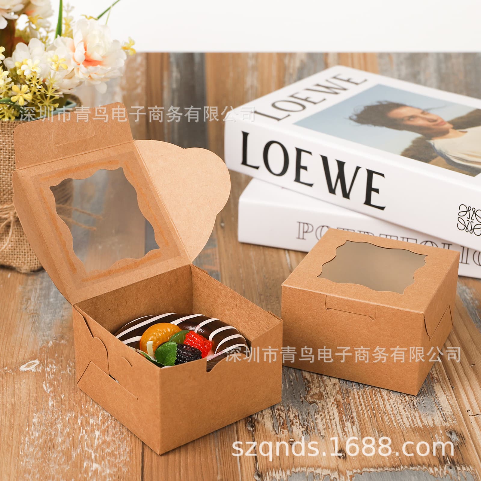 Manufacturer Amazon French Pastry Dessert Packaging Box Transparent Egg Tart Paper Cup Muffin Box Cake Packaging Box